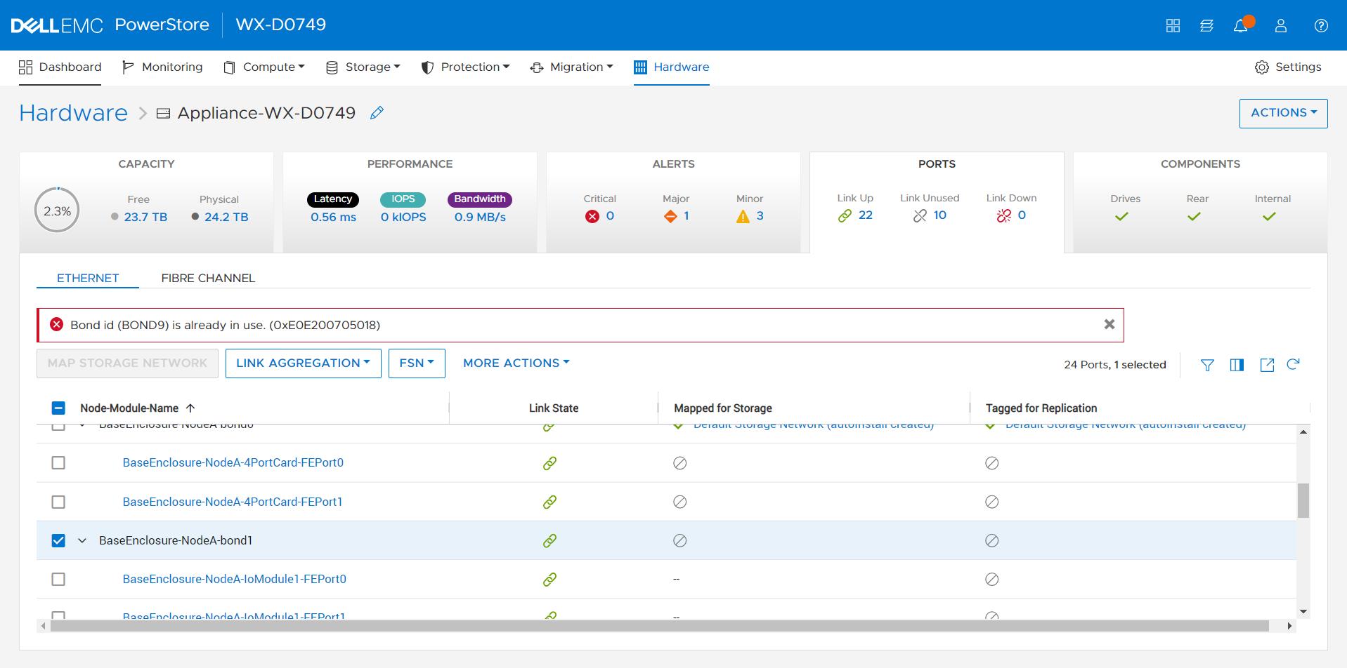 PowerStore Manager 搭接刪除