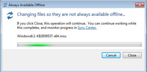 Dialogové okno Always available offline