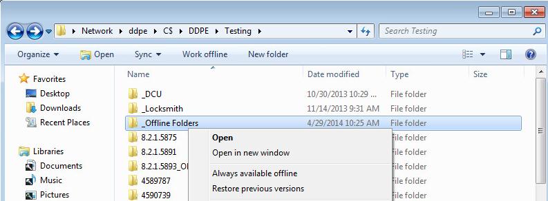 啟用離線同步的網路資料夾
