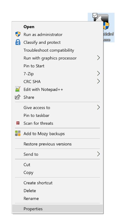 Click Properties