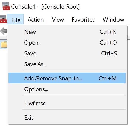 Selezionare Add/Remove Snap-in