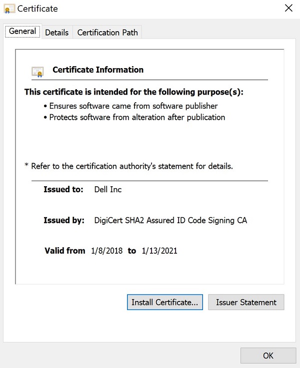 Install Certificate를 클릭합니다.