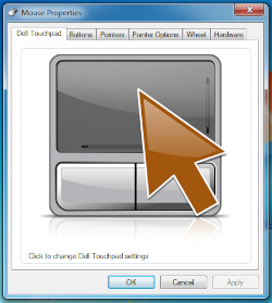 Вкладка тачпада Dell