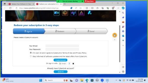 Sign in to CyberLink account