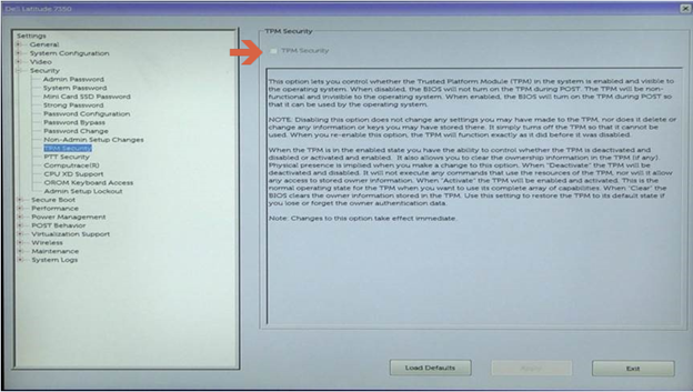 how to enable tpm in bios dell windows 10