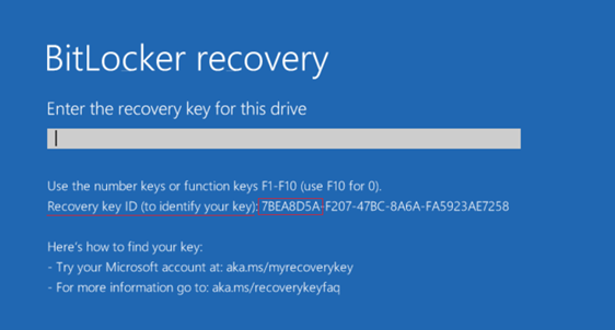 Pantalla de recuperación de BitLocker