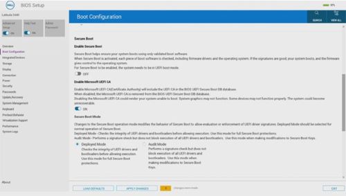 Verificare che Secure Boot sia disabilitato