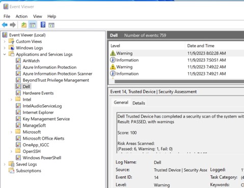 Dell-logger for applikasjoner og tjenester