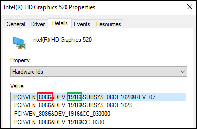 Beispiel für unbekannte Geräte-, VEN- und DEV-Informationen