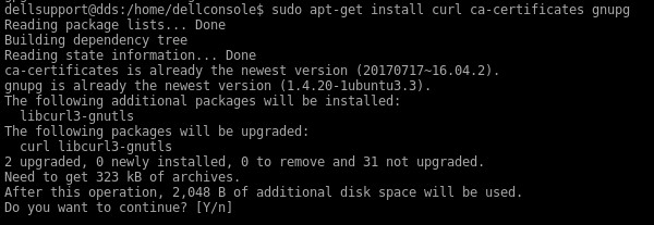 Führen Sie den Befehl aus: sudo apt-get install curl ca-certificates gnupg