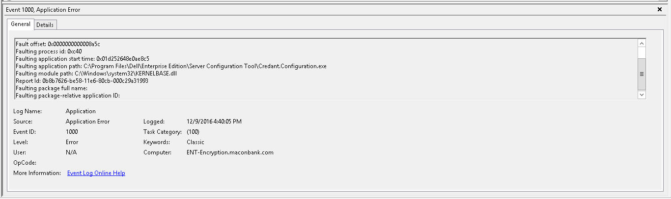 Событие 1000, ошибка приложения