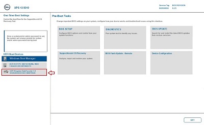 Figure 6. Select the USB flash drive on the One-time start menu 1