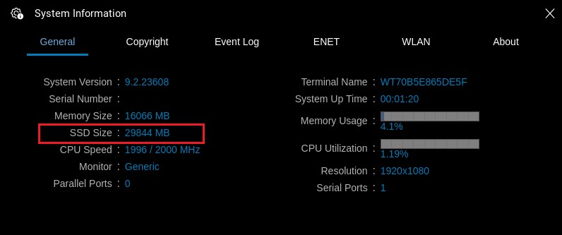 OptiPlex 3000 Thin Client Incorrect SSD Size in System Information 