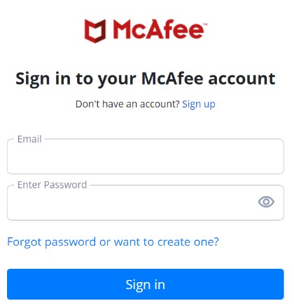 Sign in to your McAfee account