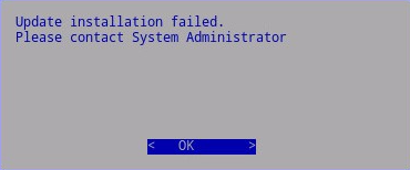 Installation af opdatering mislykkedes