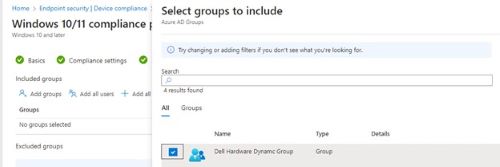 Selezionare Groups e cliccare su Select