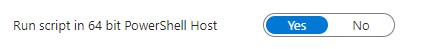 Angiv Run script in 64-bit PowerShell Host til Yes