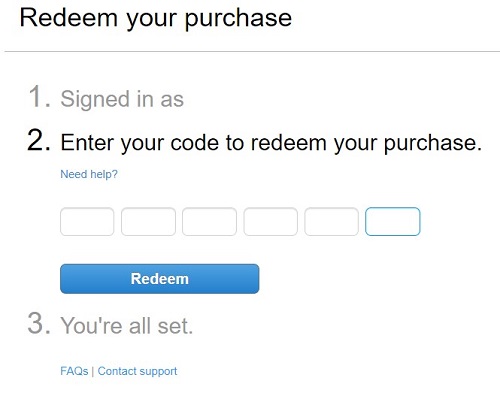 Enter redemption code