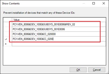 Add the Hardware IDs for the device in the Value column