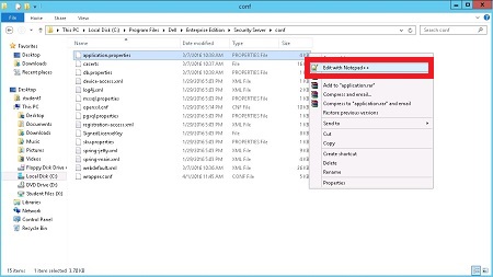 Modifier application.properties