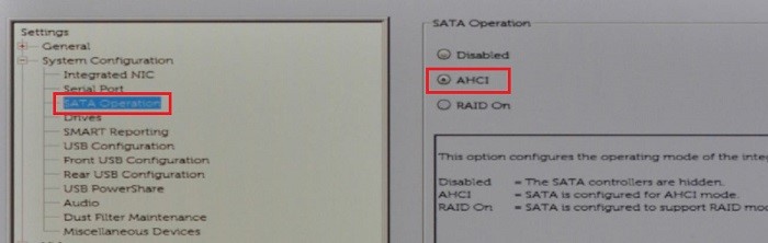 Enable SATA AHCI