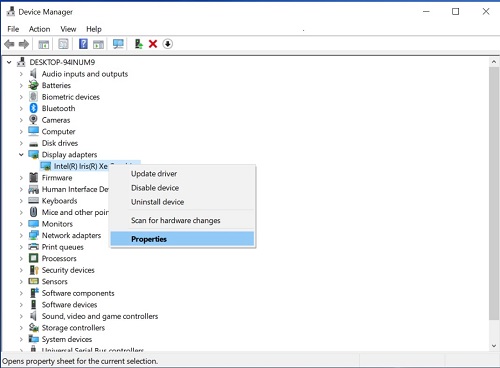 Display card properties