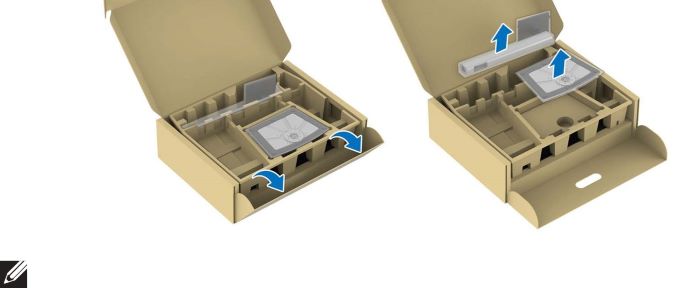 Remove the stand riser and stand base from packaging cushion