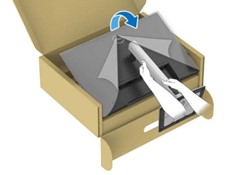 Hold the stand riser and lift the monitor carefully