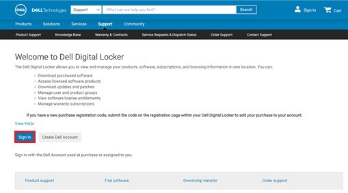 Logon to Dell Digital Locker