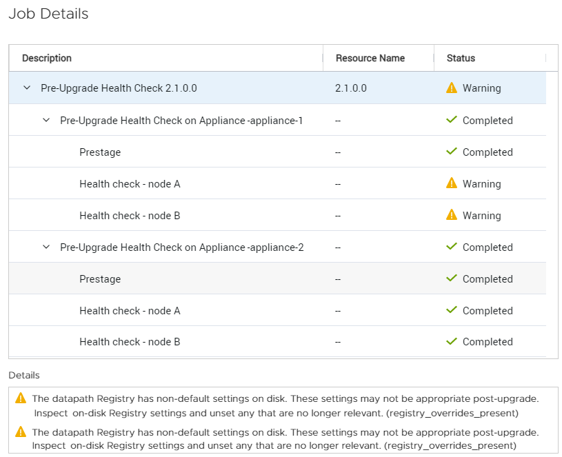 PowerStore Pre upgrade health check warning The datapath Registry has