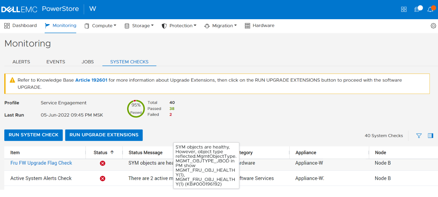 PowerStore System Health Checks detects an incorrect PSU State Dell US