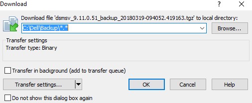 Transferring a backup