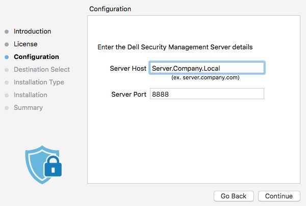 Konfiguration des Dell Security Management Servers