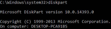 Running DiskPart