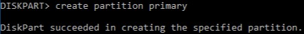 Creating a primary partition