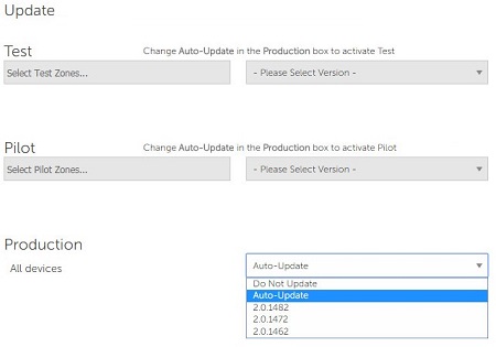 Production zone settings