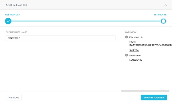 Guardar lista de hash de archivo