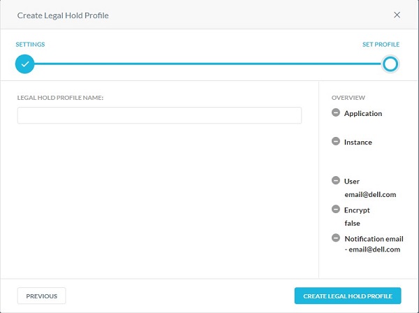 Create Legal Hold Profile