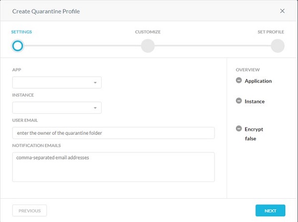 Create Quarantine Profile