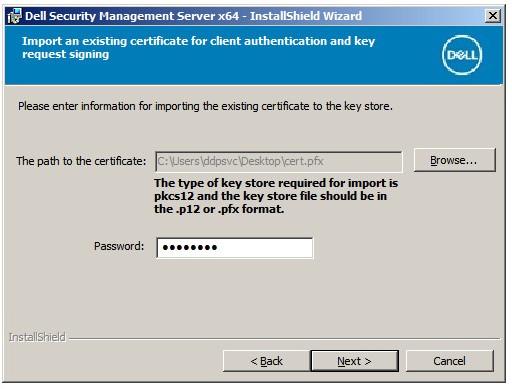 Existing certificate import