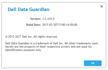 L’image illustre un exemple de version de Dell Data Guardian.