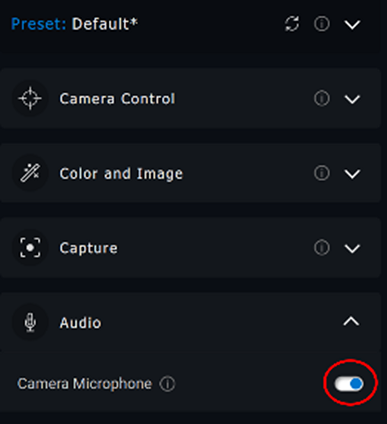 Activation du microphone de la caméra