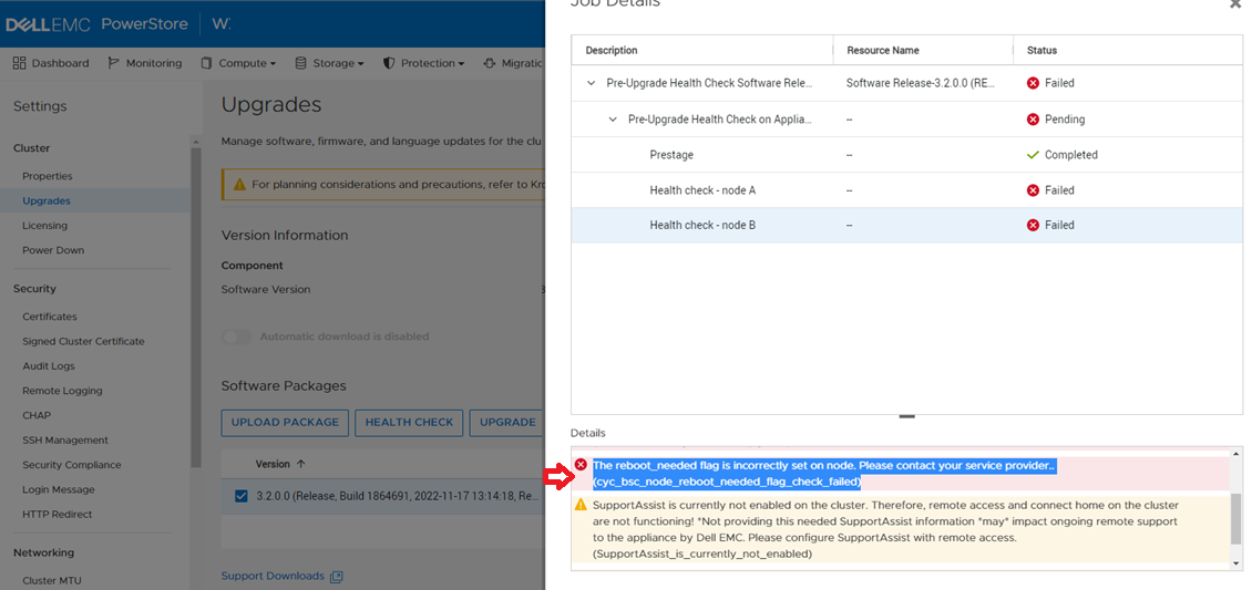 PowerStore System Health Checks detects the reboot flag is set Dell US