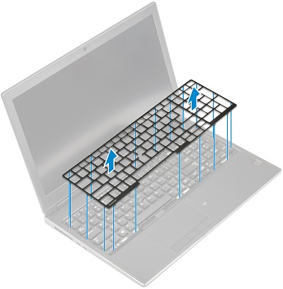 Rimozione della cornice della tastiera