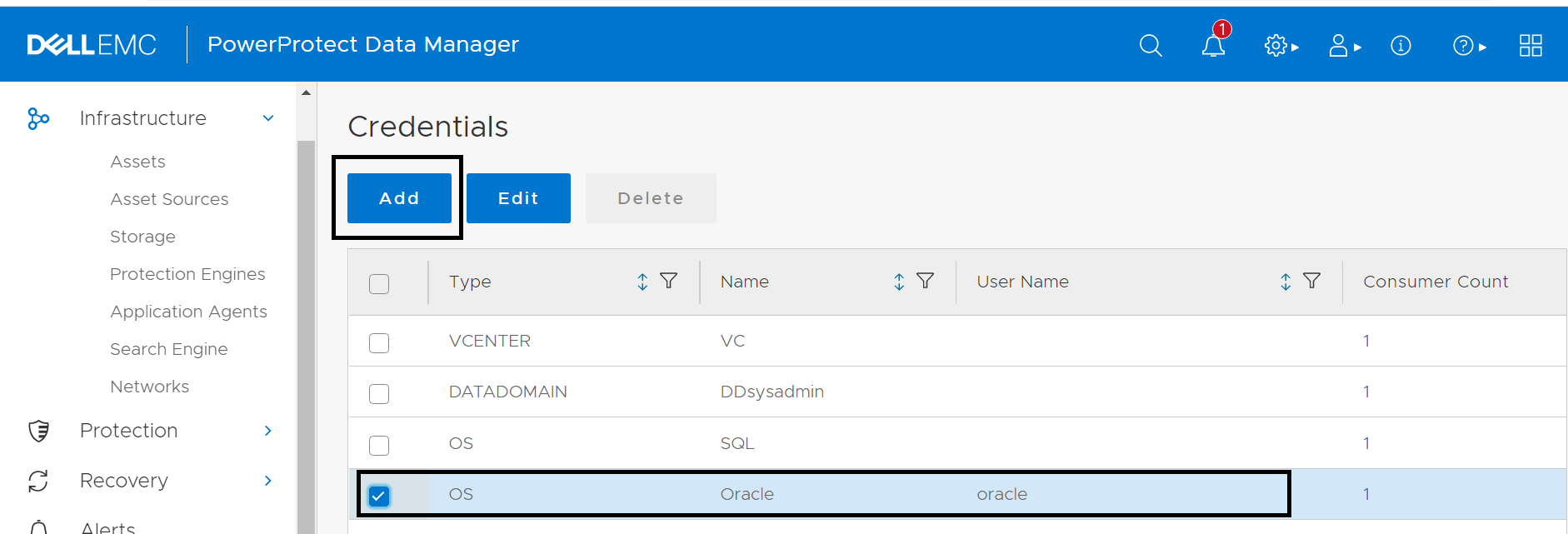 PowerProtect PowerProtect Data Manager로 운영 체제 인증을 사용하여 Oracle 백업을