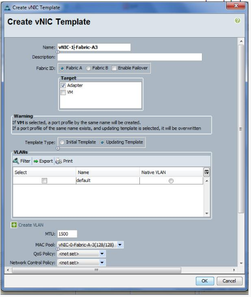 Utilizzare i dati registrati per creare un modello vNIC