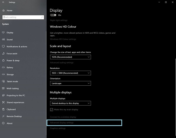 Advanced Display Settings