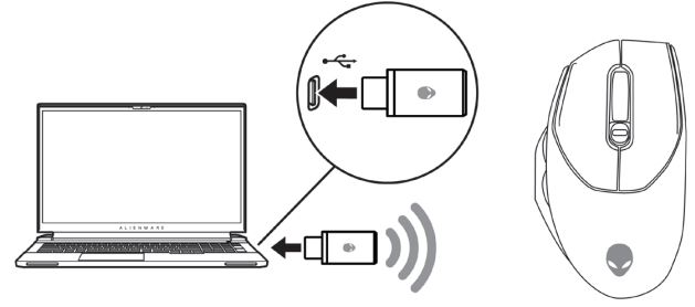 Sluit de draadloze USB-dongle aan