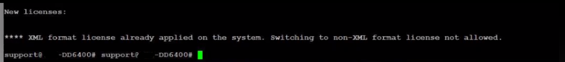 "XML format license already applied on the system. Switching to non-XML format license not allowed"