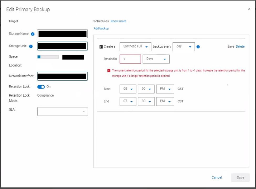 PowerProtect Policy retention error after upgrade on retention lock